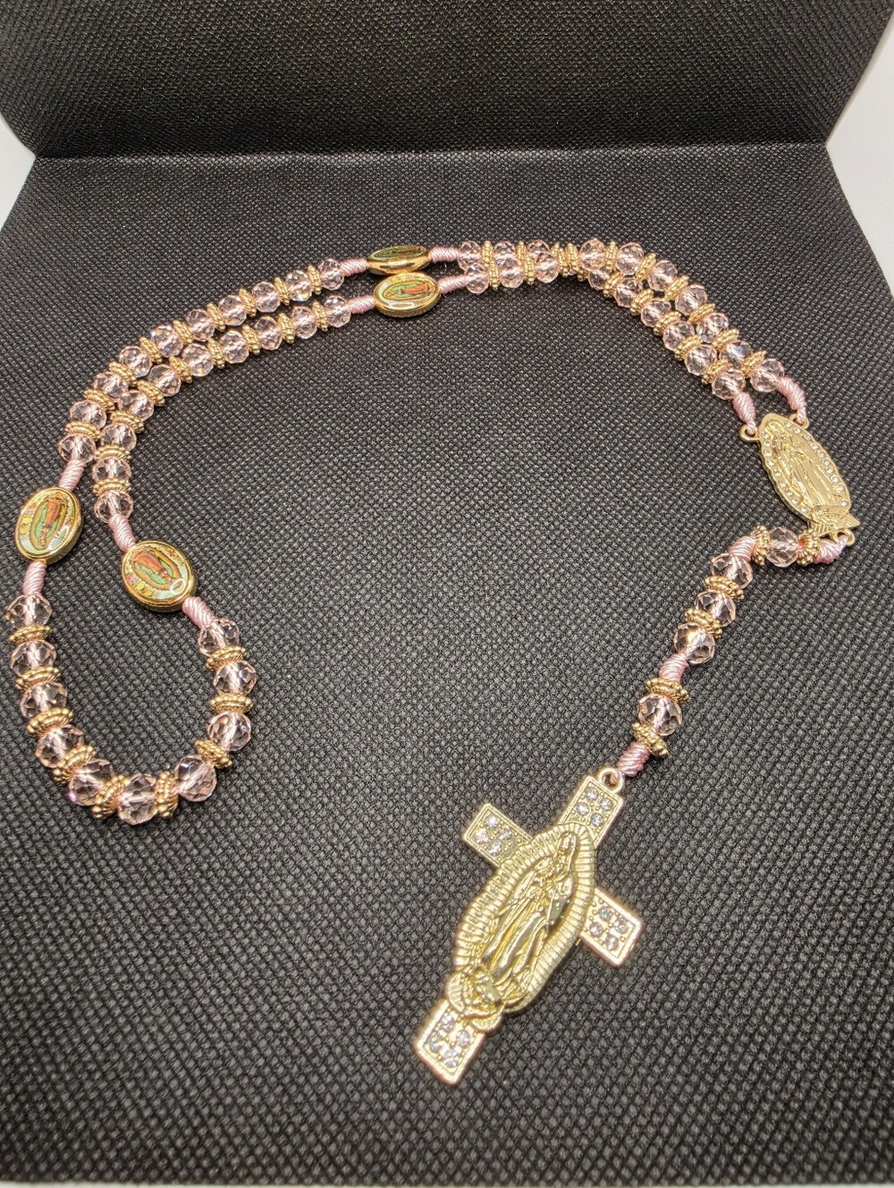 Large Pink Pale Beads Rosary Necklace